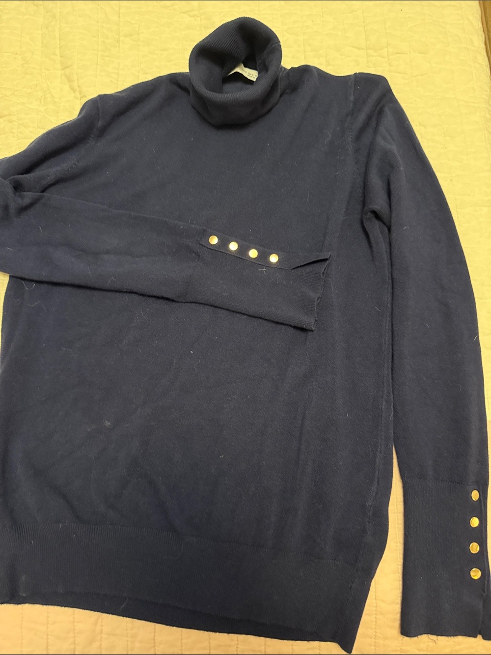 Zara Navy Ribbed Turtleneck Sweater